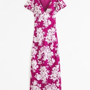Abercrombie & Fitch Magenta and White Floral Maxi Dress